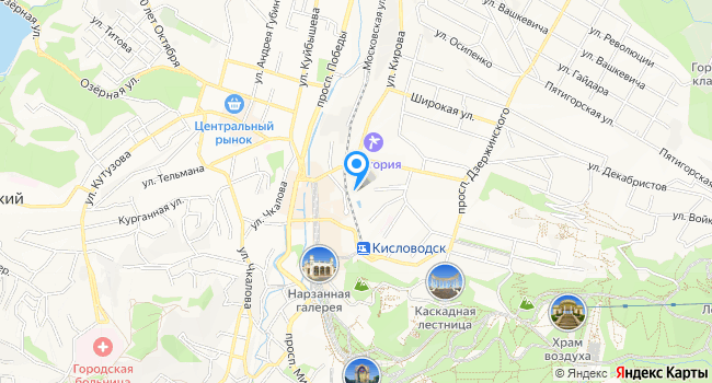 Санаторий Долина Нарзанов г. Кисловодск на карте